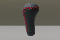 Prestige zwart leer / rood stiksel